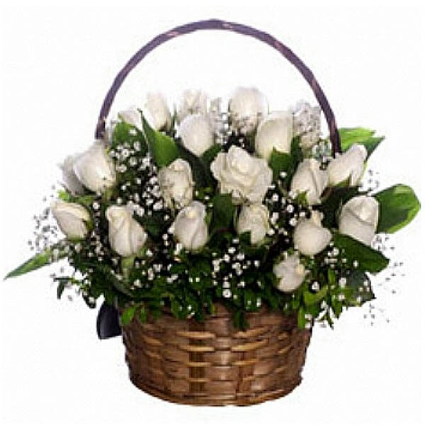 Σύνθεση για κηδεία με λευκά τριαντάφυλλα